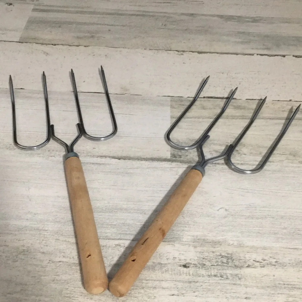 Meat forks set of two and tongs for grilling cooking camping
